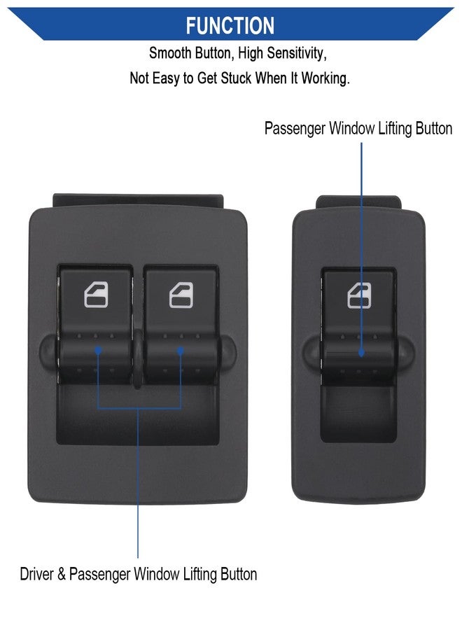 Obaee Power Window Switch Button Driver Side & Passenger Side Compatible with 1998-2010 VW Volkswagen Beetle, Replace OEM 1C0959527, 1C0959855 - Image 2